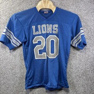 Vintage 80s Detroit Lions Jersey Mens Large Blue NFL 20‎ Barry Sanders Rawlings